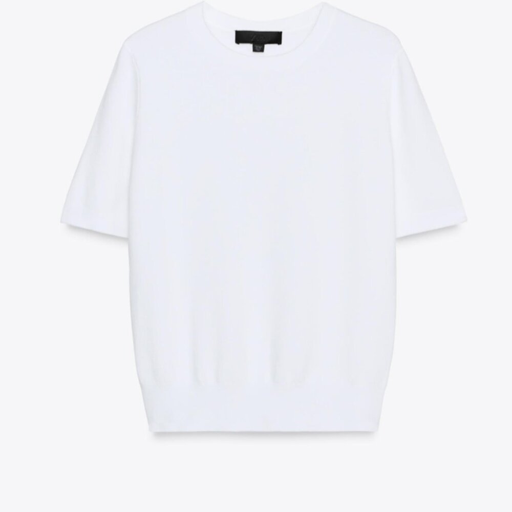 Zara White Short Sleeve Sweater